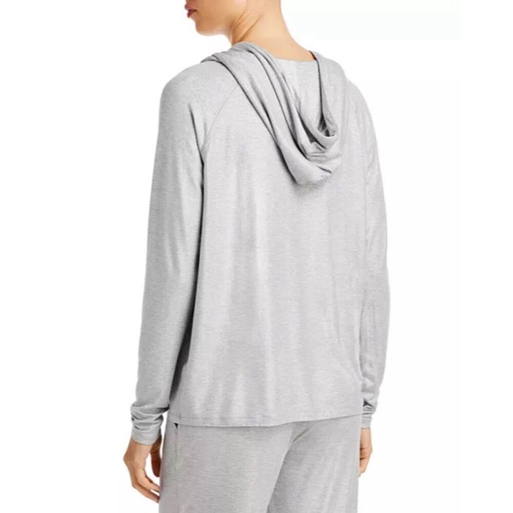Majestic Filatures NWT Women's V-Neck Drawstring Hoodie in Gray Size 2/Small - Picture 2 of 10